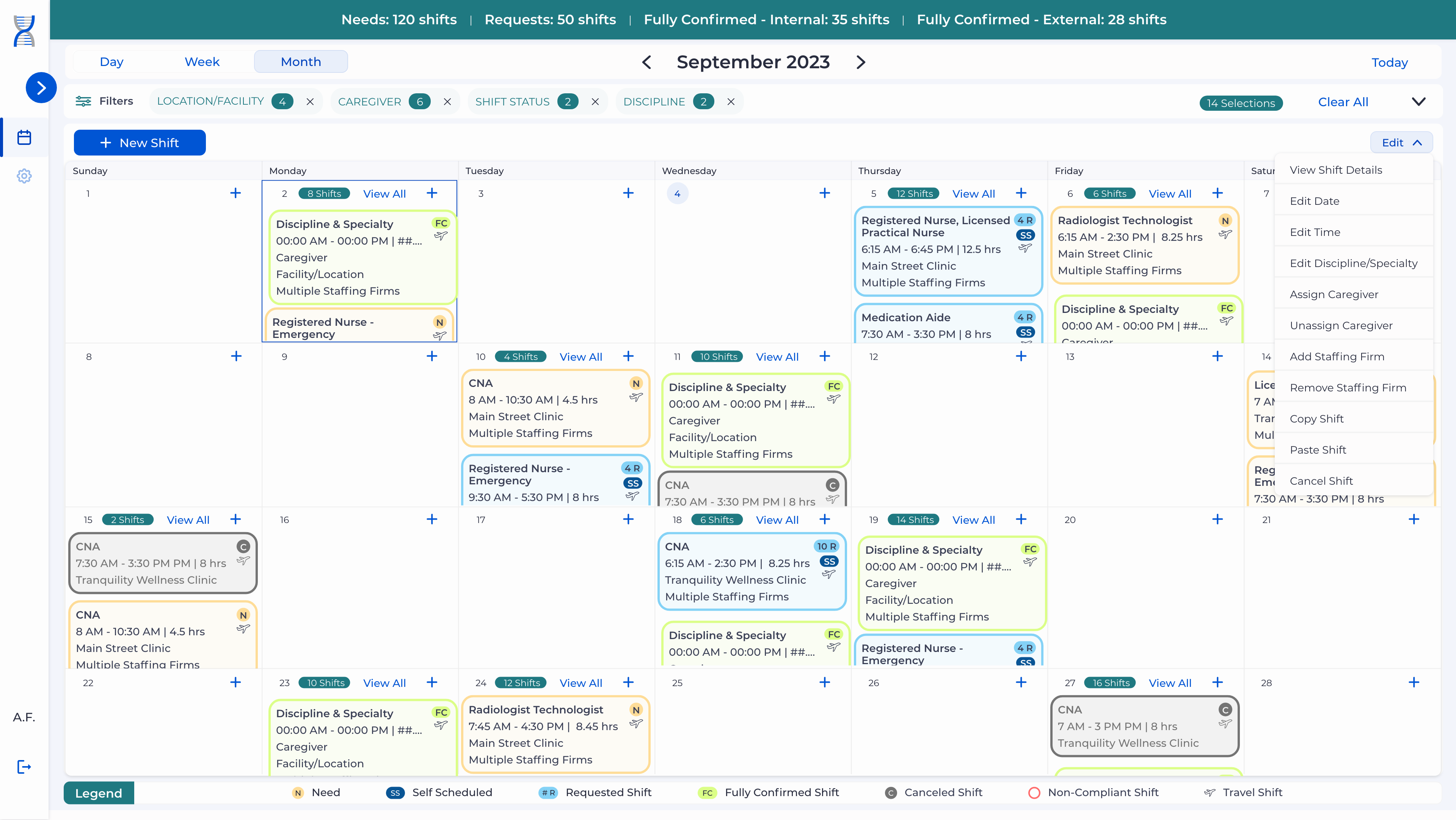 The rebuilt staffing calendar
